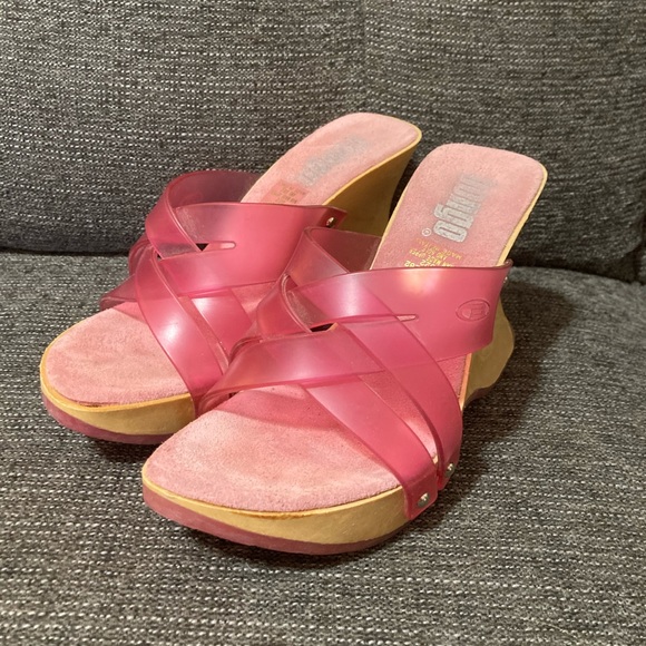 Bongo rare 90’s vintage wooden platform and pink jelly sandals. Size 7. - Picture 3 of 8